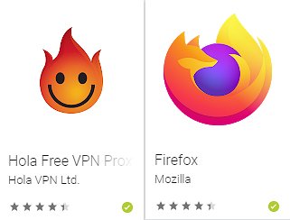 무료 VPN(HolaVPN) 과 파이어폭스 브라우저 아이콘