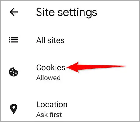 Mobile의 Chrome에서 쿠키 활성화 방법_4