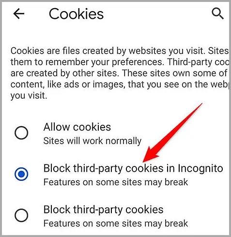 Mobile의 Chrome에서 쿠키 활성화 방법_5