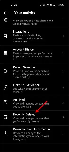 Android 삭제된 Instagram 사진 및 비디오 복구 방법 5